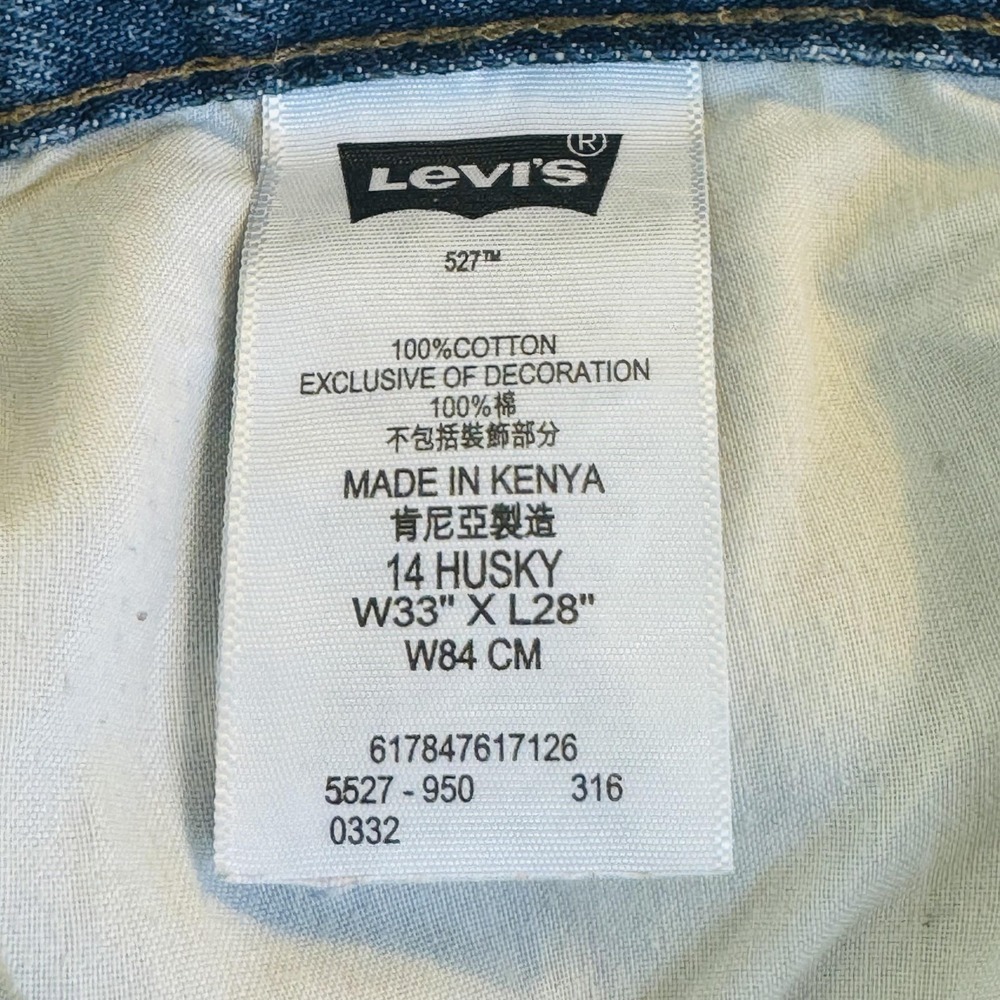 Levis 527 Jeans Teens 33x28 Blue Medium Wash Bootcut Slim Denim Zip Fly - Picture 8 of 14